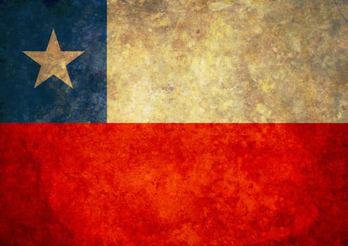 Illustrated Chile flag with grunge effect