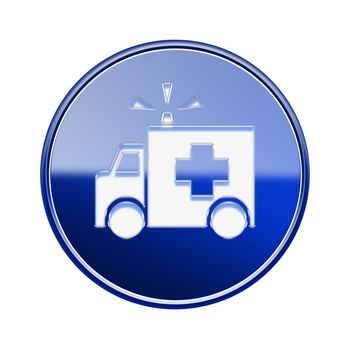 First aid icon glossy blue, isolated on white background.