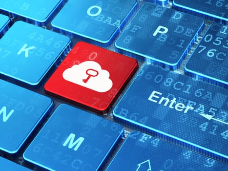 Networking concept: computer keyboard with Cloud Whis Key icon on enter button background, 3d render