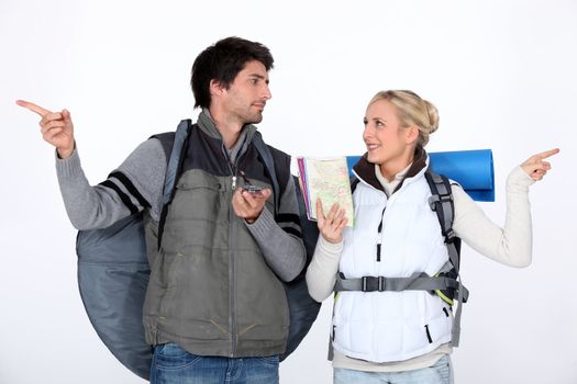 Couple going on hiking trip