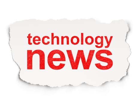 News concept: torn paper with words Technology News on Paper background, 3d render