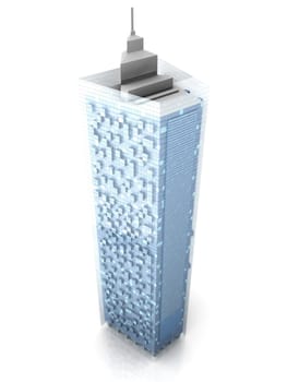 A contemporary skyscraper. 3D rendered Illustration.