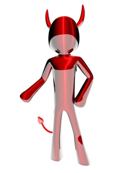 A little Devil/Daemon. 3D rendered Illustration. Isolated on white.