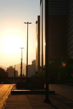 Sunset in downtown Rio de Janeiro, Brazil, South america.