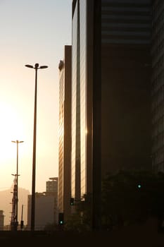 Sunset in downtown Rio de Janeiro, Brazil, South america.