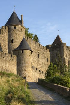 The medieval fortress and walled city of Carcassonne in south west France. Founded by the Visigoths in the fith century, it was restored in 1853 and is now a UNESCO World Heritage Site.