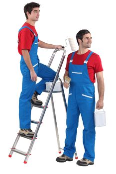 Two painters with step-ladder