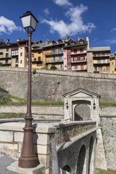 Entrance gate to the old fortified city of Briancon in the French Alps in southeastern France. At an altitude of 1,326 metres it is the highest city in the European Union.