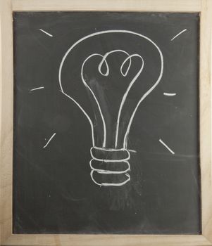 A draw of a bulb on a blackboard