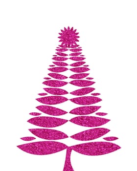 hot pink christmas tree illustration with glitter