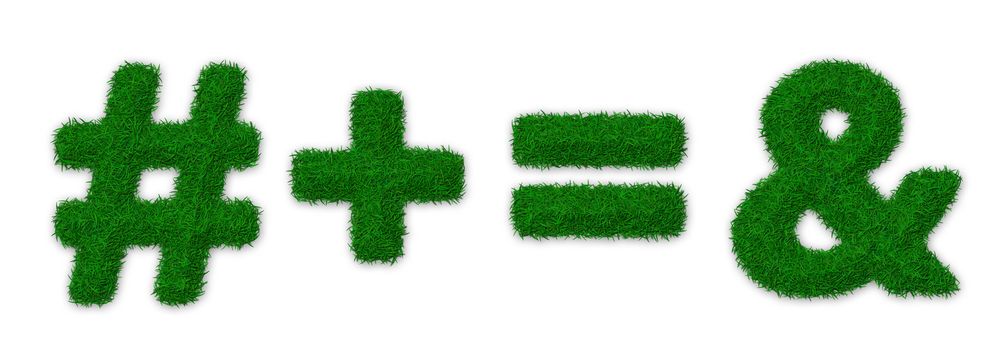 Illustration of math symbols made of grass