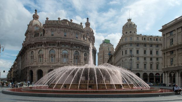 The water of the fountain in Piazza De Ferrari was colored red