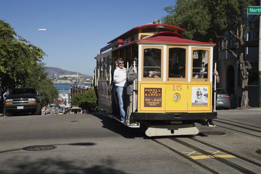 SAN FRANCISCO - NOVEMBER 3: The Cable car tram, November 3rd, 2012 in San Francisco, USA. The San Francisco cable car system is world last permanently manually operated cable car system. Lines were established between 1873 and 1890.