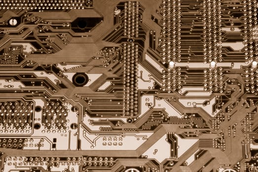 Shot of the back side of a computer mother board.