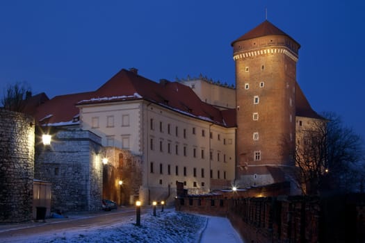 Royal Castle buildings on Wawel Hill in the city of Krakow in Poland.