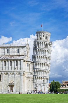 Picture of the Leaning Tower of Pisa at the Miracles place in Italy, Europe