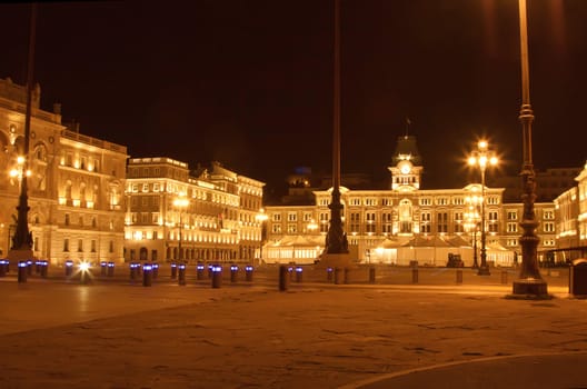 piazza dell'Unita, Trieste by night, Italy