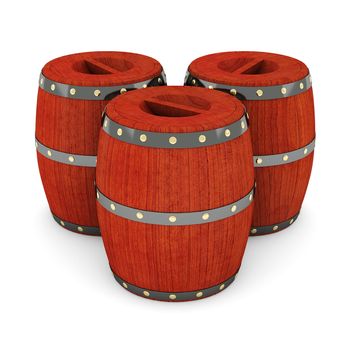 image of the old wine barrels on a white background