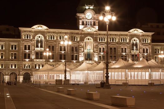 piazza dell'Unita, Trieste by night, Italy