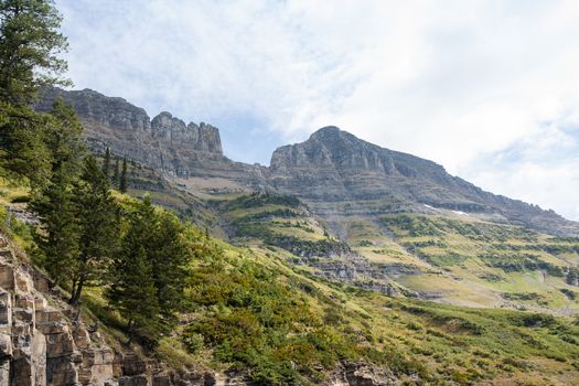 This is a view of the surrounding area at Logan Pass in Glacier National Park.