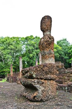 Laterite buddha image in Satchanalai Historical Park of Thailand
