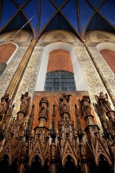 Interior walls of the Dominican Church in the city of Krakow in Poland. 
