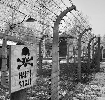 Auschwitz concentration camp, where up to three million people were murdered by the Nazis (2.5 million gassed, and 500,000 from disease and starvation).