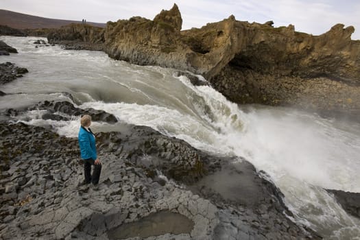 Rapids near Godafoss Waterfall in Northern Iceland (Model Released)
