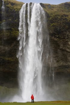 Seljalandsfoss Waterfall on the south coast of Iceland (Model Released)