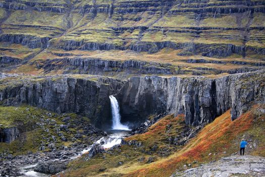 The rugged landscape of Fossarfell in Austurland in eastern Iceland (Model Released)