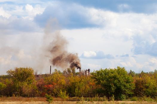 black smoke from the pipe