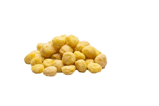 a pile of honey ball cornflakes on withe background