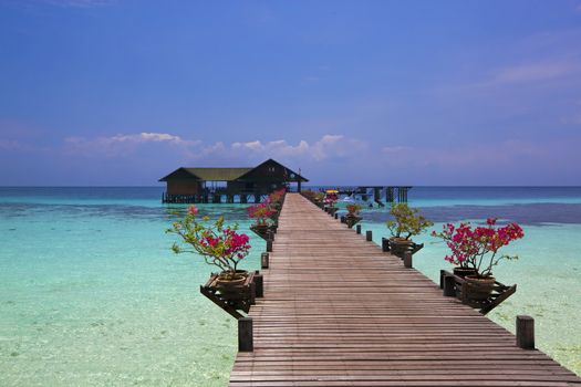 Lankayan island resort at daytime in Borneo, Malaysia