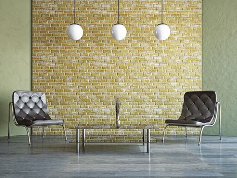 Livingroom with armchairs near the wall
