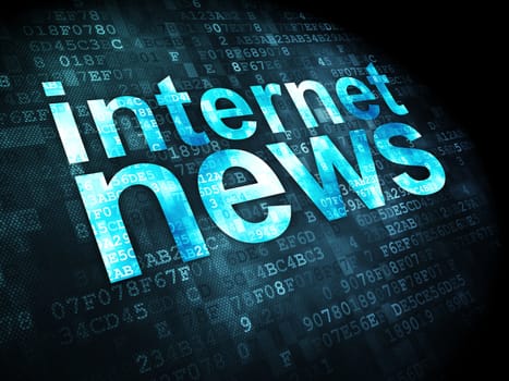 News concept: pixelated words Internet News on digital background, 3d render