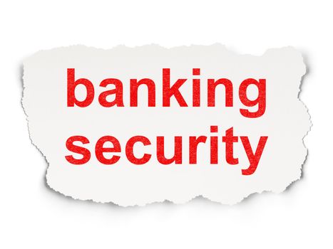 Safety concept: torn paper with words Banking Security on Paper background, 3d render