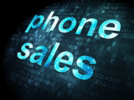 Marketing concept: pixelated words Phone Sales on digital background, 3d render