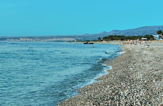Typical beach in Sicily. Resort area of Giardin Naxos.
