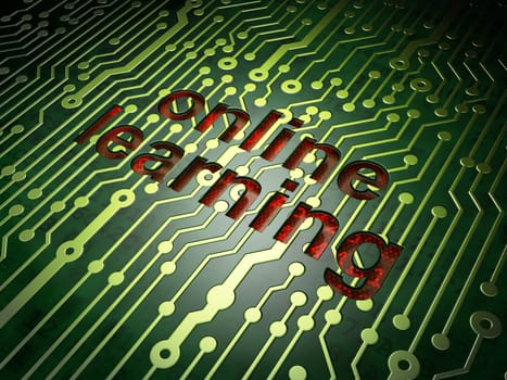 Education concept: circuit board with word Online Learning, 3d render