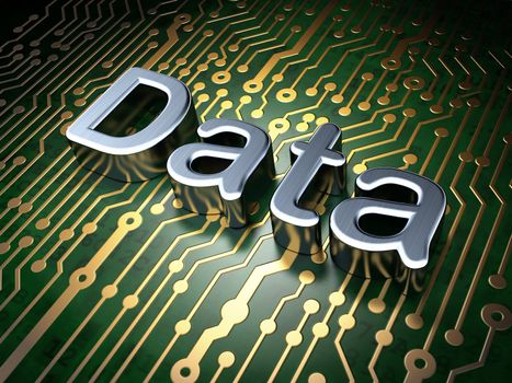 Data concept: circuit board with word Data, 3d render