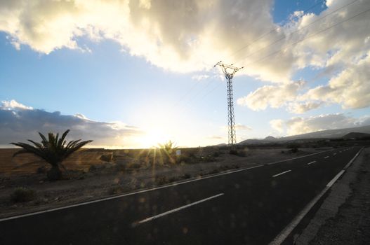 Lonely Road in the Desert in Tenerife Canary Islands