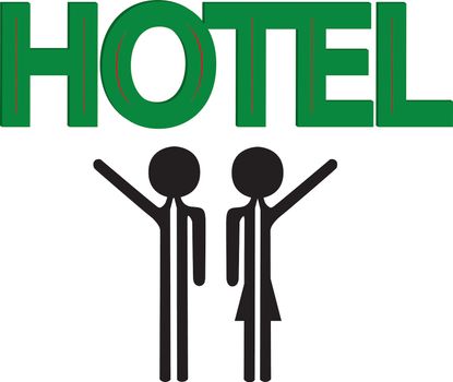 man and woman with the hotel text