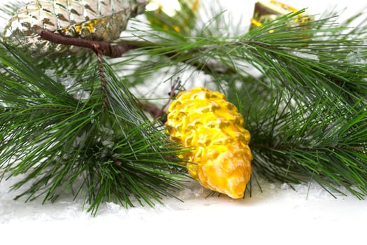 Cone and christmas tree isolated on white