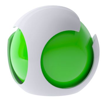 3d green abstract sphere. 3d render isolated on white background