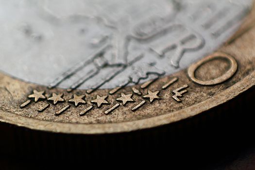 Macro shot of an euro coin detail