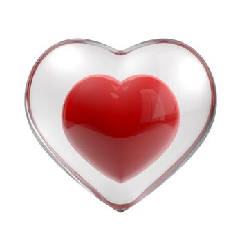 Red heart isolaed on white background