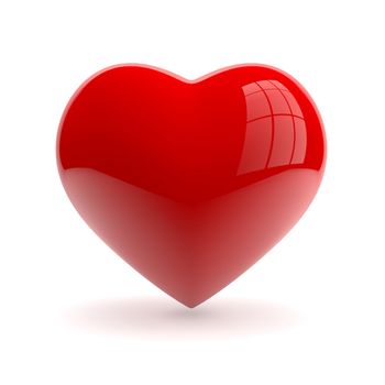 Red heart isolaed on white background