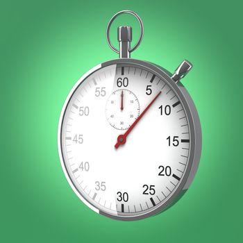 Stopwatch standing on green background