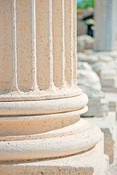 Fragments of columns of the temple of Apollo in Side. Turkey