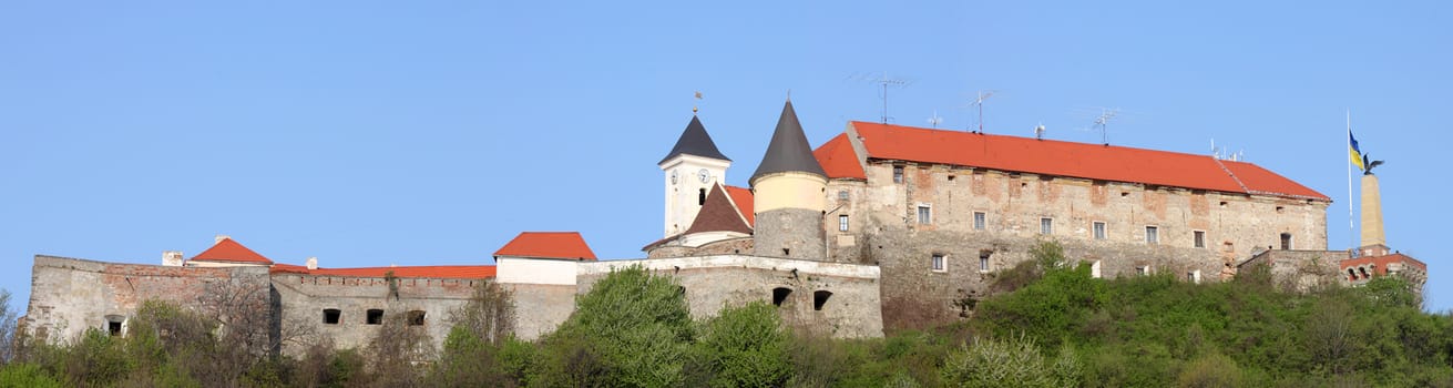 panoramic view of The Palanok Castle in Mukachevo